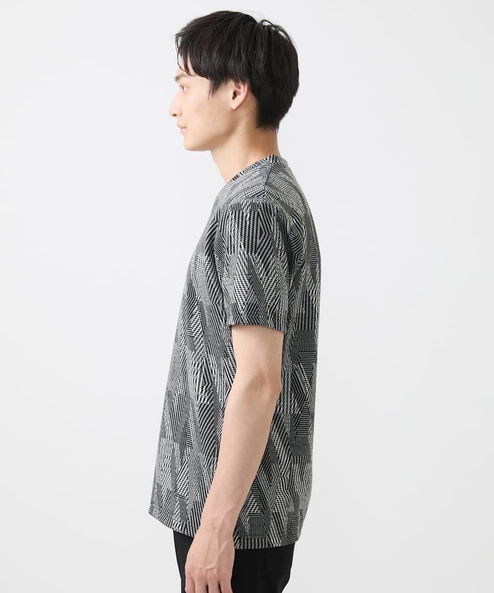 MKKHX23069 MK MICHEL KLEIN HOMME(MKミッシェルクランオム) 【大きいサイズあり】カットソー/ジオメトリックジャガード ブラック
