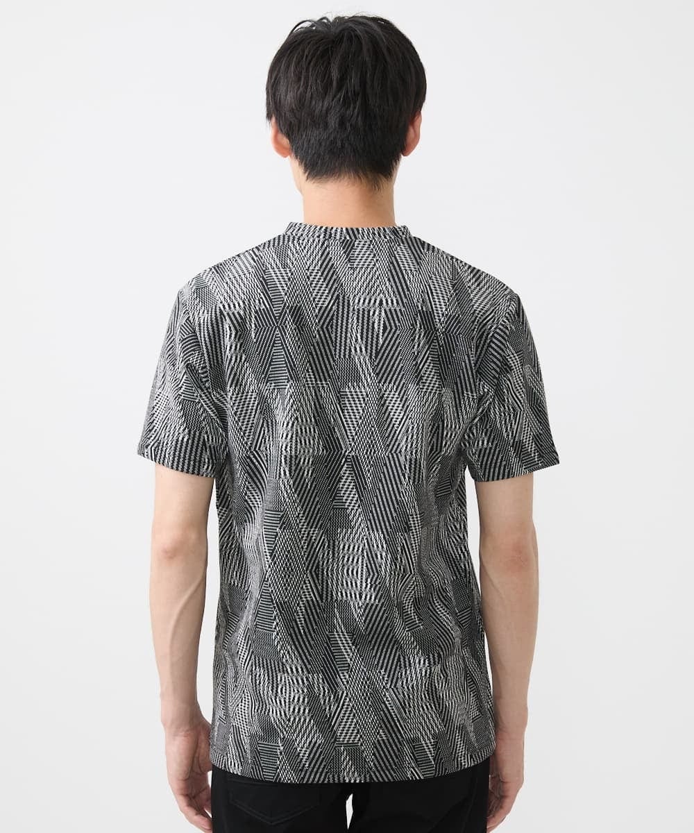 MKKHX23069 MK MICHEL KLEIN HOMME(MKミッシェルクランオム) 【大きいサイズあり】カットソー/ジオメトリックジャガード ブラック