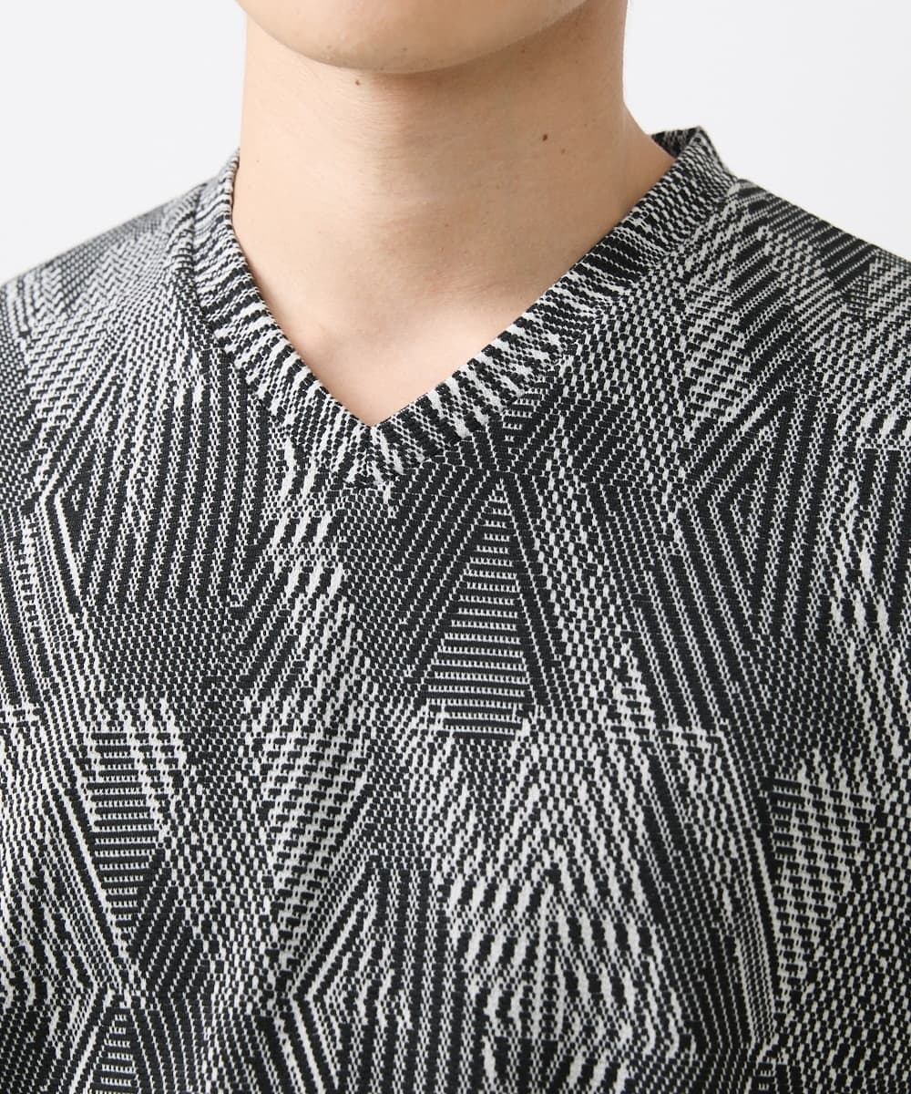 MKKHX23069 MK MICHEL KLEIN HOMME(MKミッシェルクランオム) 【大きいサイズあり】カットソー/ジオメトリックジャガード ブラック