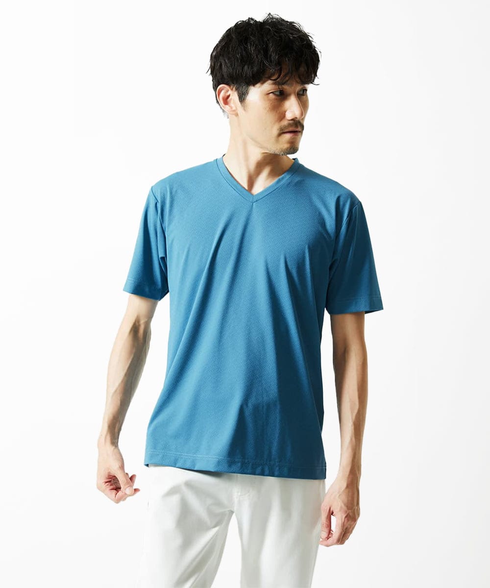 MKKIA31050 MK MICHEL KLEIN HOMME(MKミッシェルクランオム) 【接触冷感】ブレードジャガードカットソー ブルー