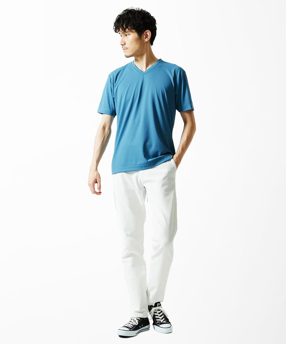 MKKIA31050 MK MICHEL KLEIN HOMME(MKミッシェルクランオム) 【接触冷感】ブレードジャガードカットソー ブルー