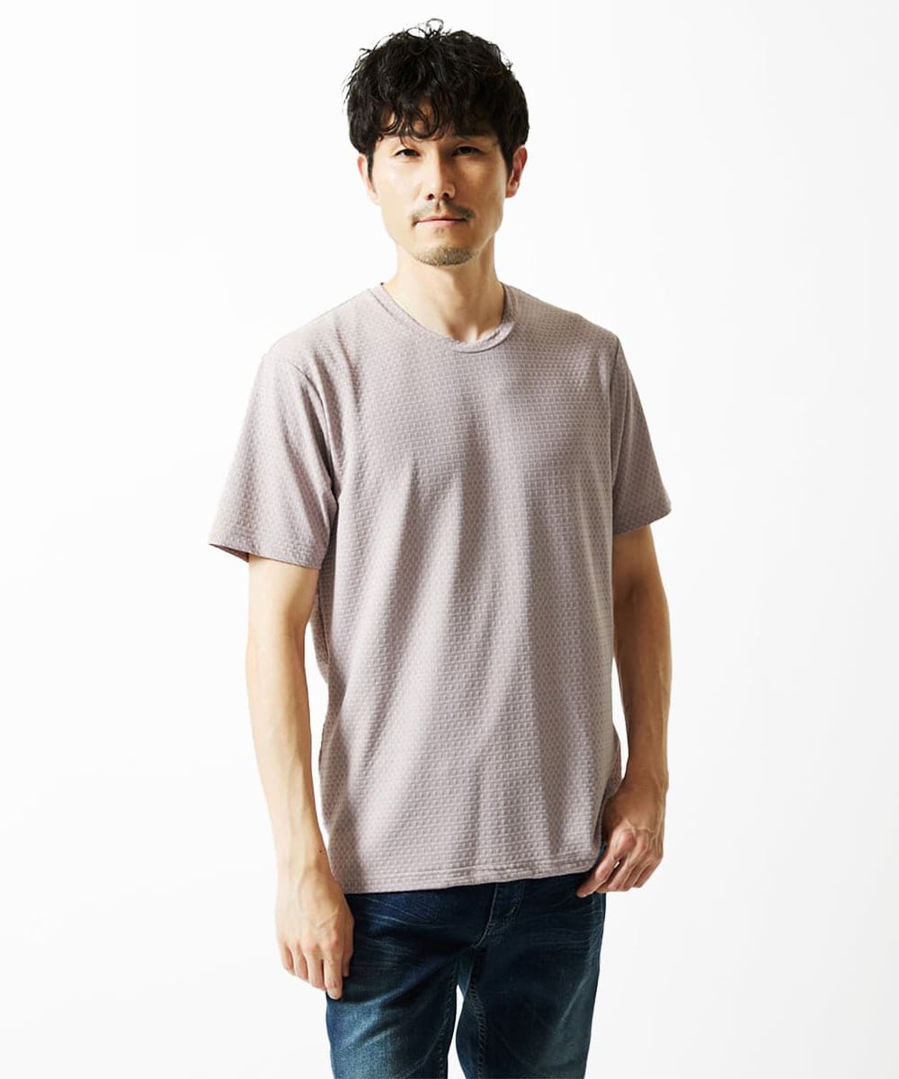 MKKIA32050 MK MICHEL KLEIN HOMME(MKミッシェルクランオム) 【接触冷感】ティサ―ジュジャガードカットソー ラベンダー