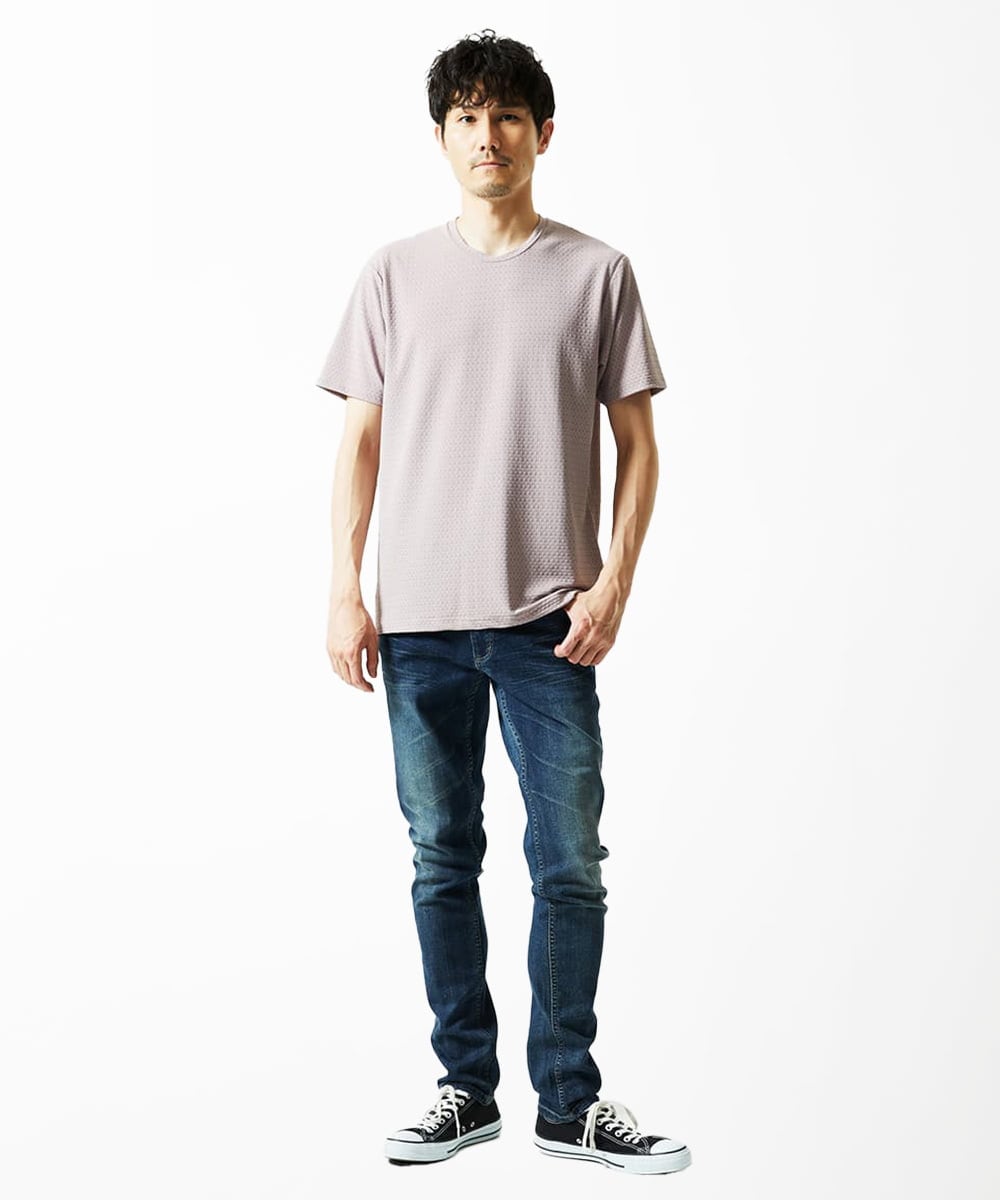 MKKIA32050 MK MICHEL KLEIN HOMME(MKミッシェルクランオム) 【接触冷感】ティサ―ジュジャガードカットソー ラベンダー