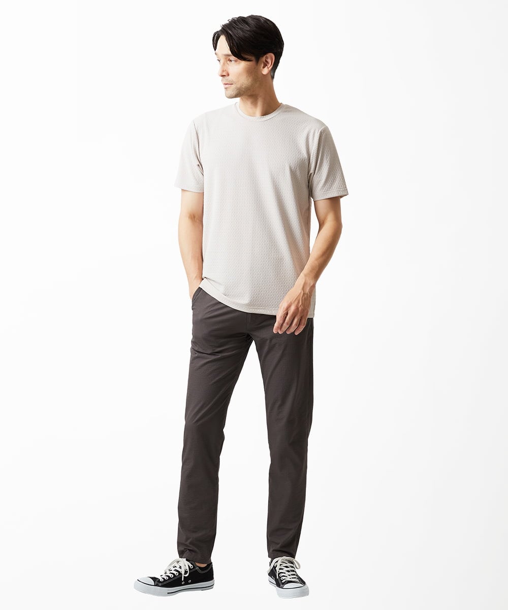 MKKIA32050 MK MICHEL KLEIN HOMME(MKミッシェルクランオム) 【接触冷感】ティサ―ジュジャガードカットソー ライトグレー