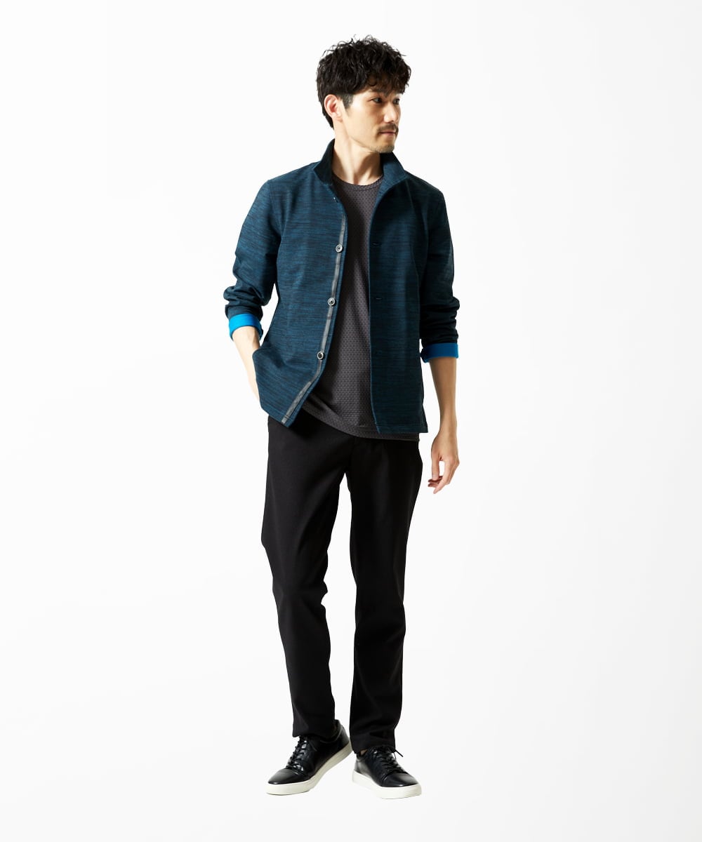 MKKIA32050 MK MICHEL KLEIN HOMME(MKミッシェルクランオム) 【接触冷感】ティサ―ジュジャガードカットソー ダークグレー