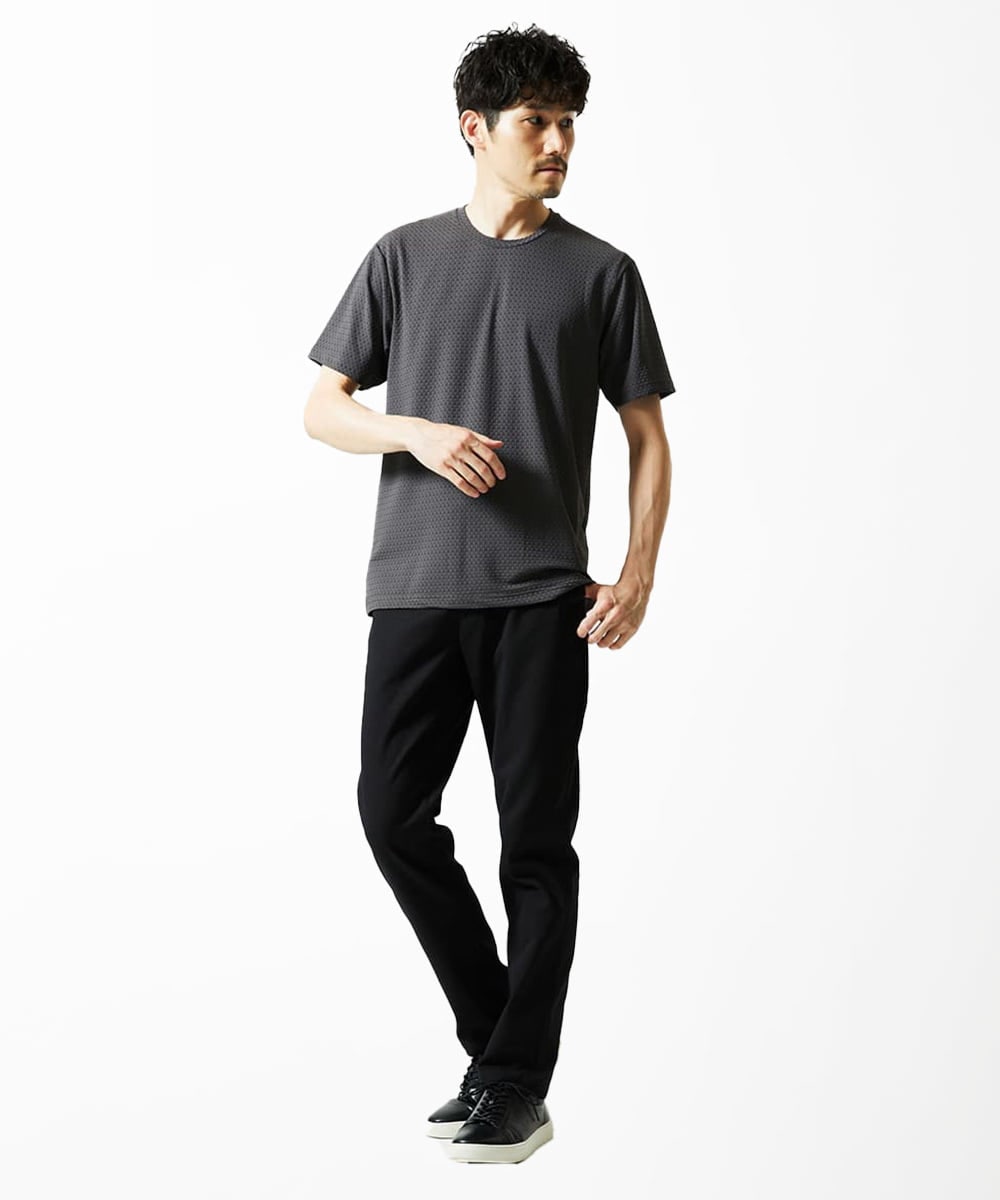 MKKIA32050 MK MICHEL KLEIN HOMME(MKミッシェルクランオム) 【接触冷感】ティサ―ジュジャガードカットソー ダークグレー