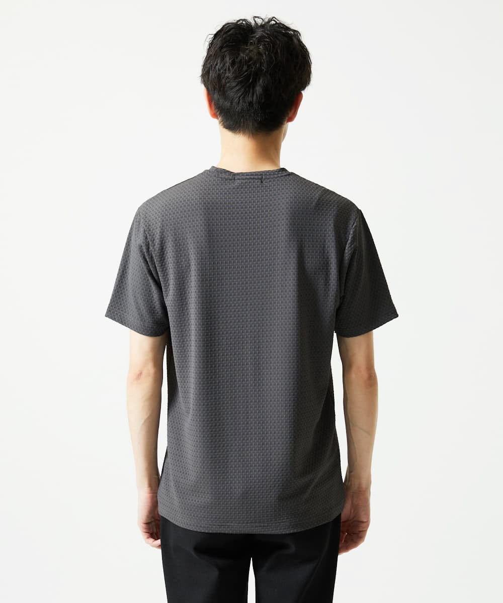 MKKIA32050 MK MICHEL KLEIN HOMME(MKミッシェルクランオム) 【接触冷感】ティサ―ジュジャガードカットソー ダークグレー