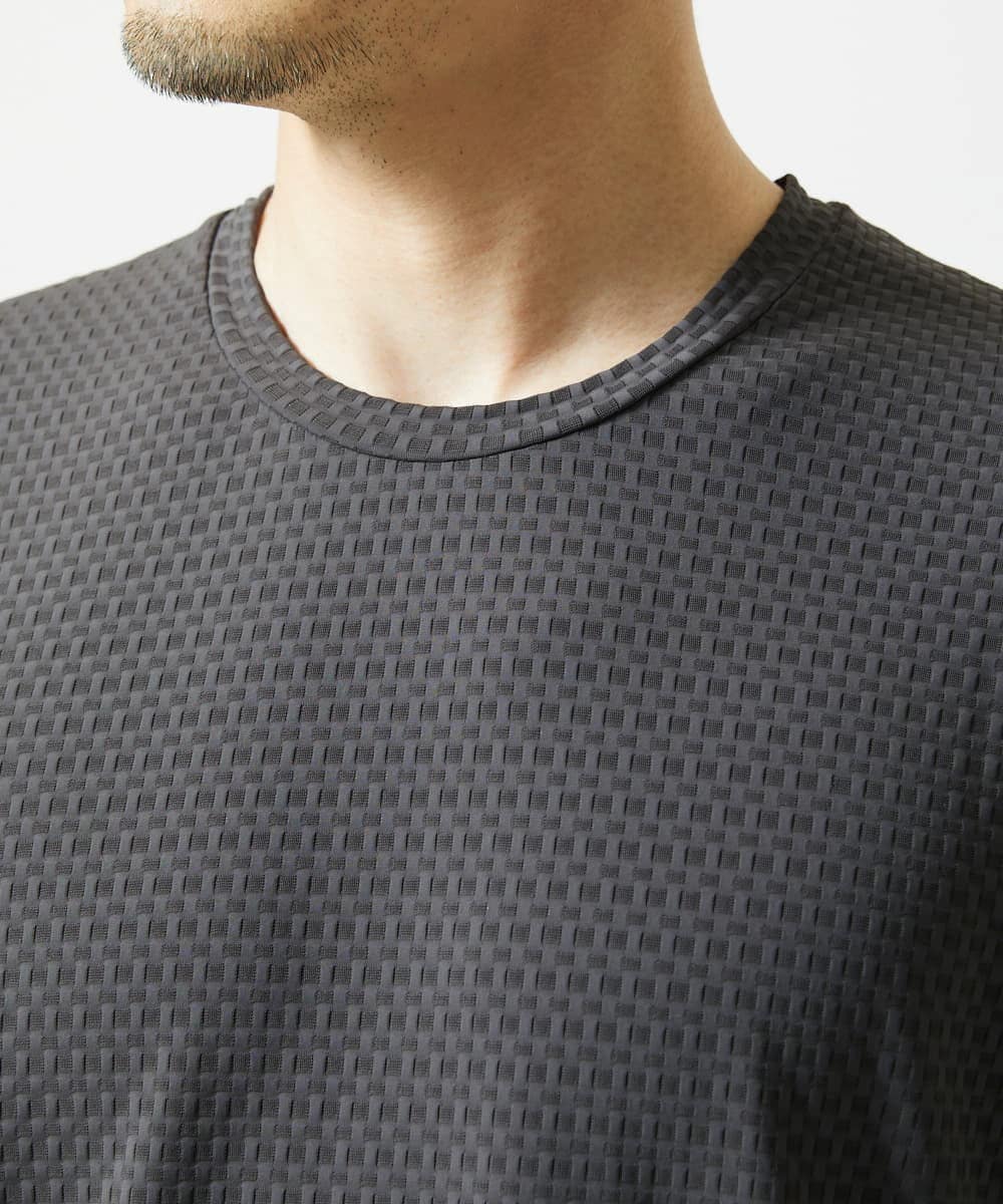 MKKIA32050 MK MICHEL KLEIN HOMME(MKミッシェルクランオム) 【接触冷感】ティサ―ジュジャガードカットソー ダークグレー