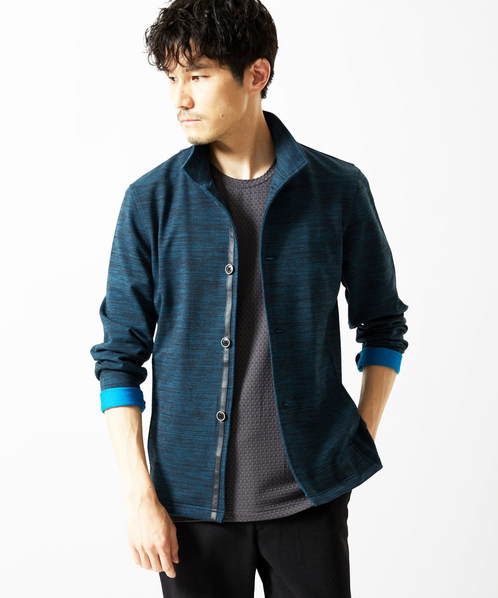 MKKIA32050 MK MICHEL KLEIN HOMME(MKミッシェルクランオム) 【接触冷感】ティサ―ジュジャガードカットソー ダークグレー