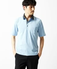 MKKIA53110 MK MICHEL KLEIN HOMME(MKミッシェルクランオム) ブラックストライプカラーポロシャツ ライトブルー