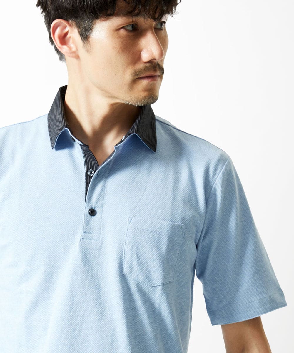 MKKIA53110 MK MICHEL KLEIN HOMME ブラックストライプカラーポロシャツ