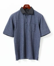 MKKIA53110 MK MICHEL KLEIN HOMME(MKミッシェルクランオム) ブラックストライプカラーポロシャツ ネイビー