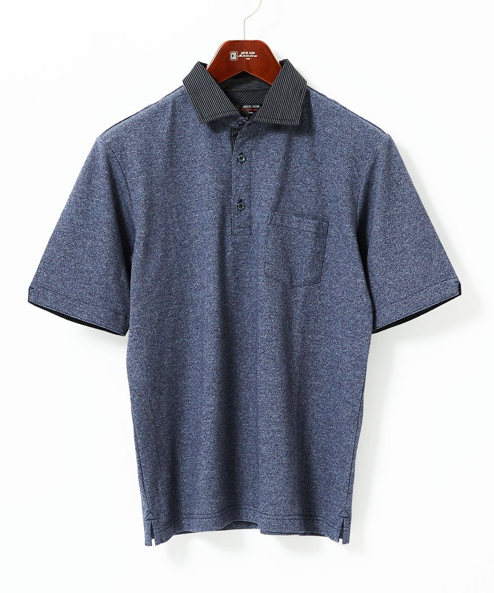 MKKIA53110 MK MICHEL KLEIN HOMME ブラックストライプカラーポロシャツ