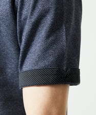 MKKIA53110 MK MICHEL KLEIN HOMME(MKミッシェルクランオム) ブラックストライプカラーポロシャツ ネイビー
