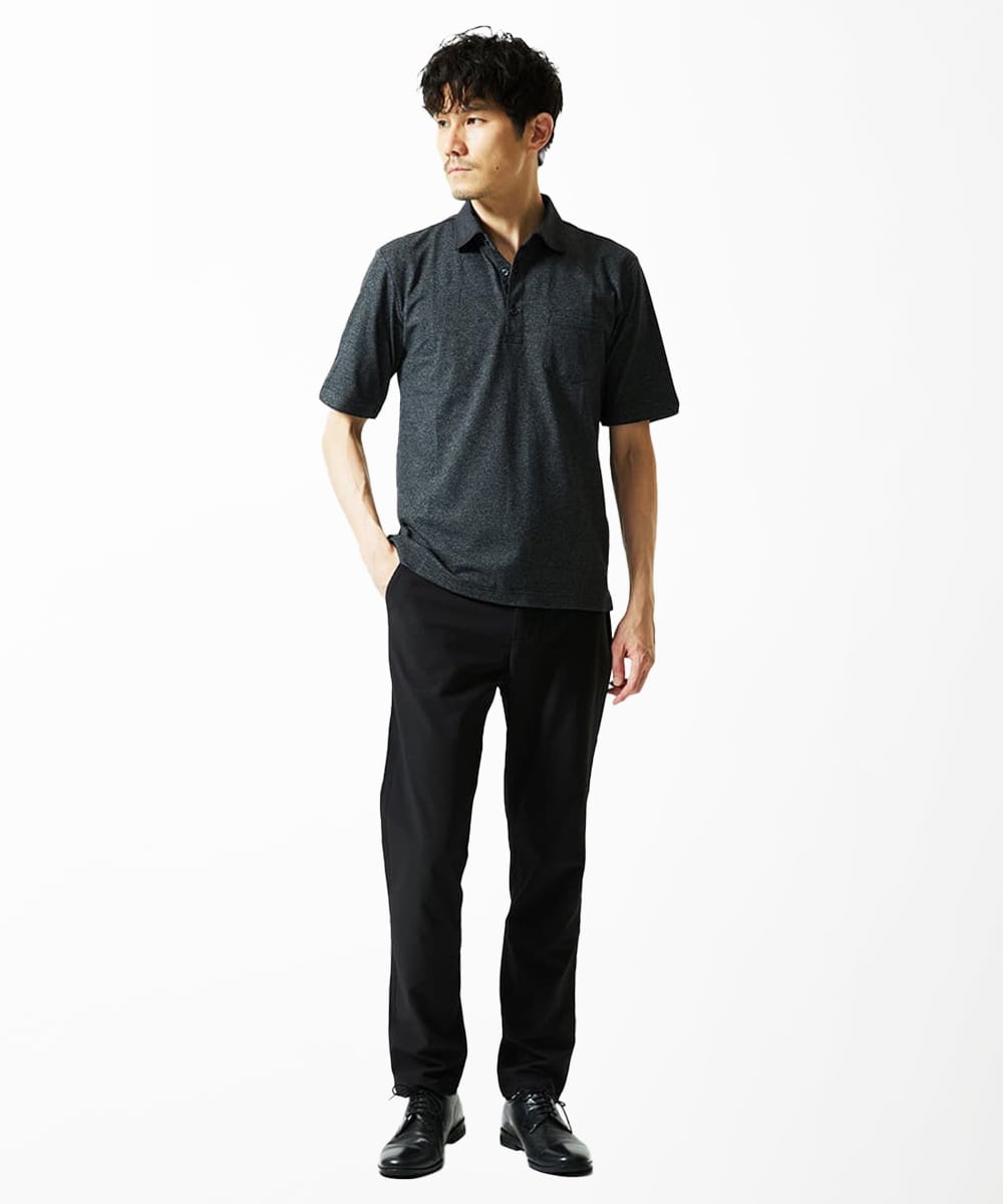 MKKIA53110 MK MICHEL KLEIN HOMME(MKミッシェルクランオム) ブラックストライプカラーポロシャツ ブラック