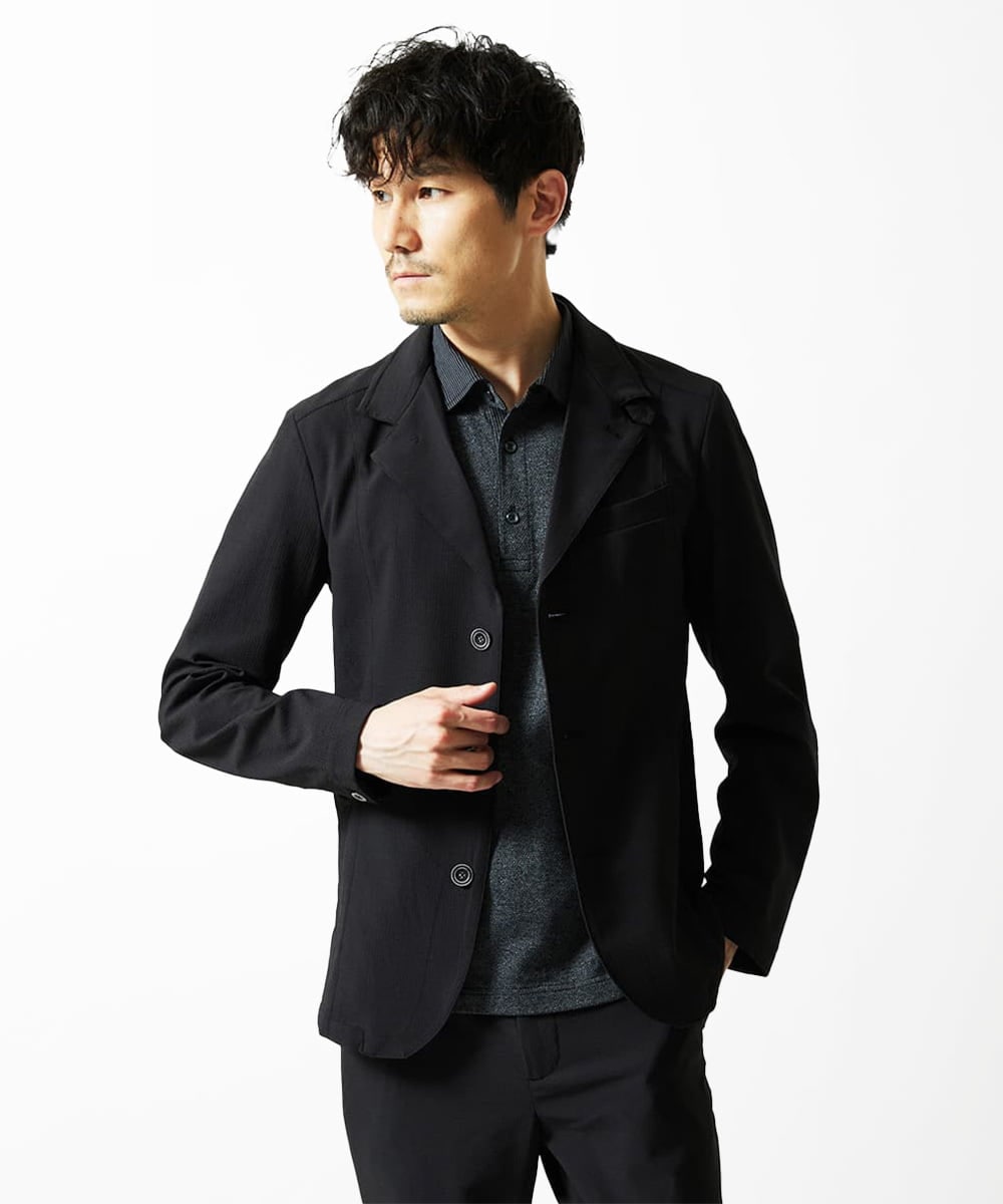 MKKIA53110 MK MICHEL KLEIN HOMME(MKミッシェルクランオム) ブラックストライプカラーポロシャツ ブラック