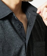 MKKIA53110 MK MICHEL KLEIN HOMME(MKミッシェルクランオム) ブラックストライプカラーポロシャツ ブラック