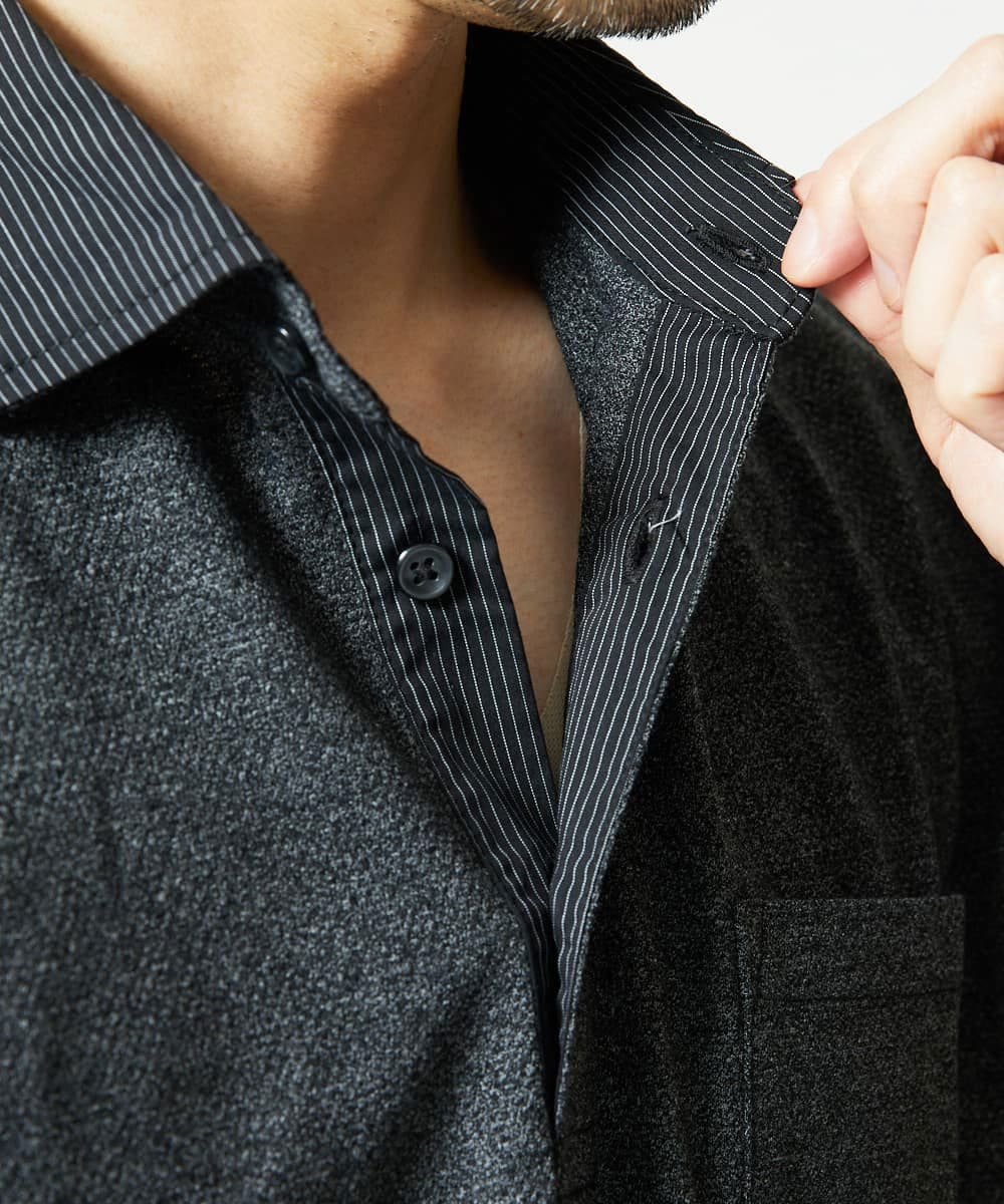 MKKIA53110 MK MICHEL KLEIN HOMME(MKミッシェルクランオム) ブラックストライプカラーポロシャツ ブラック