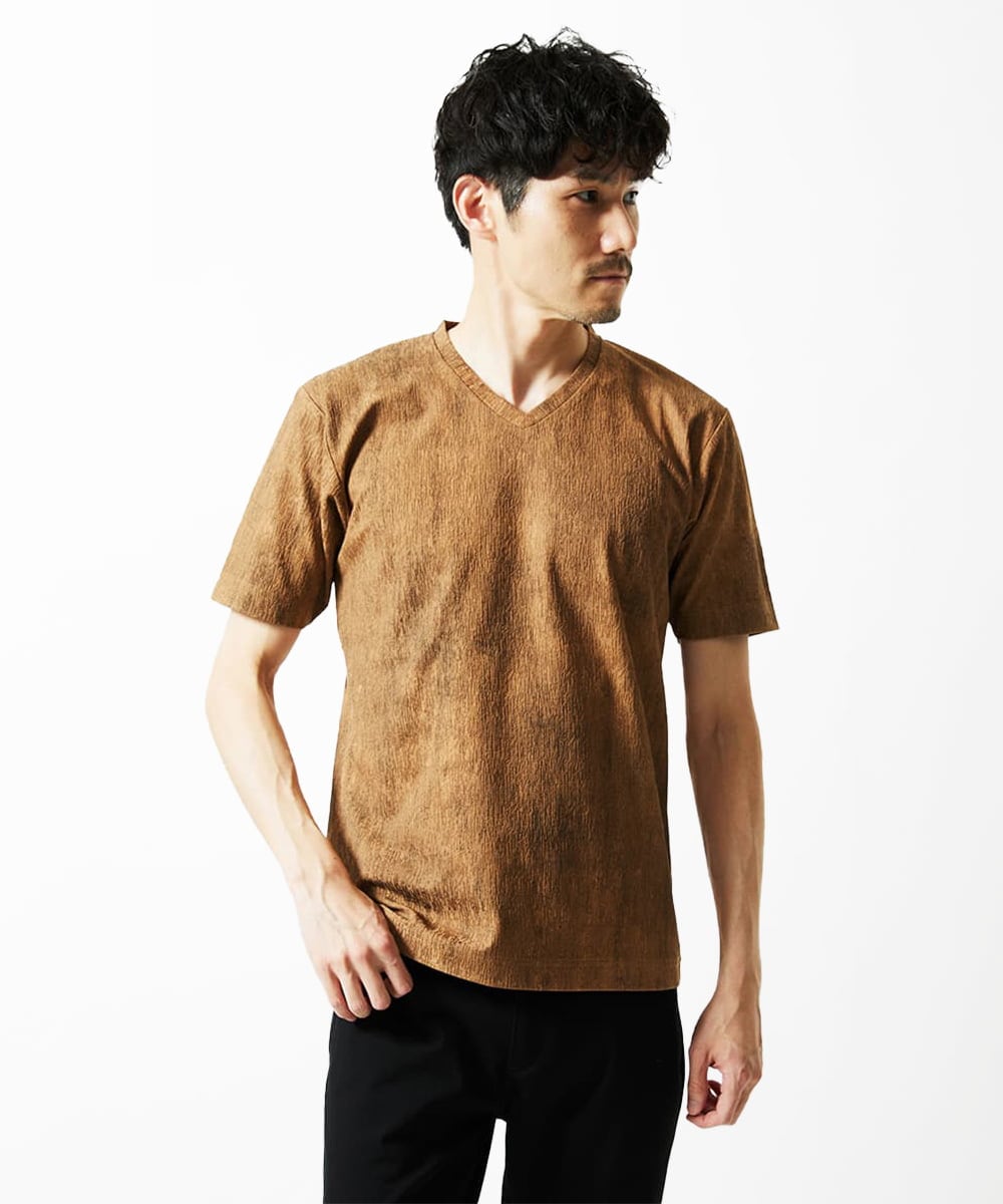 MKKIC01055 MK MICHEL KLEIN HOMME(MKミッシェルクランオム) 【洗える】ジャガードカットソー ベージュ