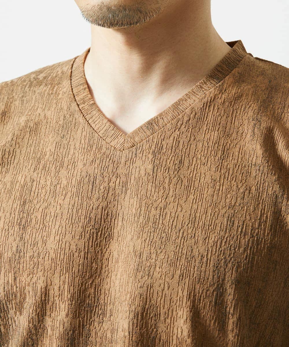 MKKIC01055 MK MICHEL KLEIN HOMME(MKミッシェルクランオム) 【洗える】ジャガードカットソー ベージュ