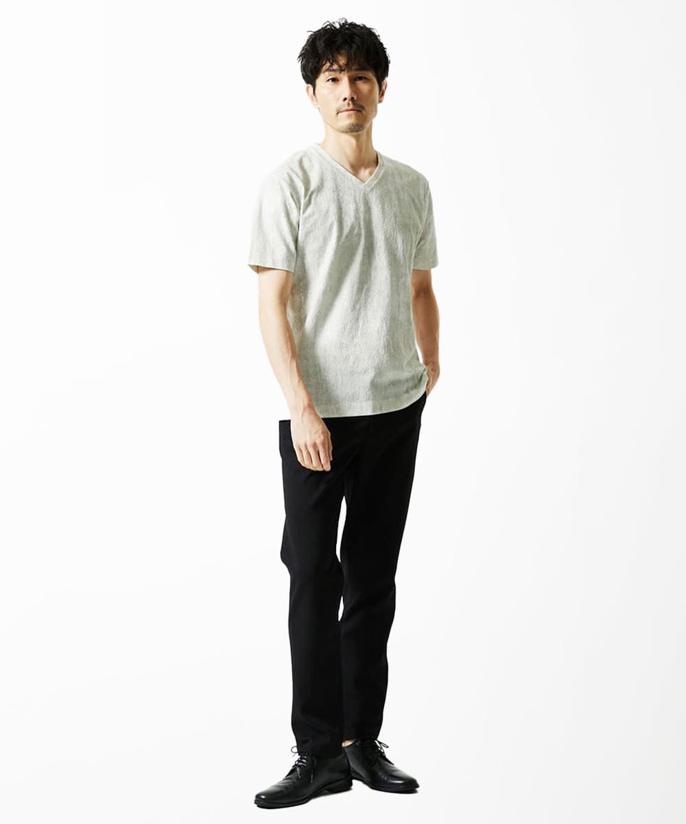 MKKIC01055 MK MICHEL KLEIN HOMME(MKミッシェルクランオム) 【洗える】ジャガードカットソー ホワイト