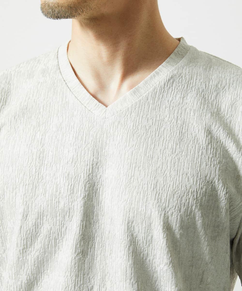 MKKIC01055 MK MICHEL KLEIN HOMME(MKミッシェルクランオム) 【洗える】ジャガードカットソー ホワイト