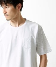MKKIC02069 MK MICHEL KLEIN HOMME(MKミッシェルクランオム) 【洗える】ドッキングデザインカットソー ホワイト