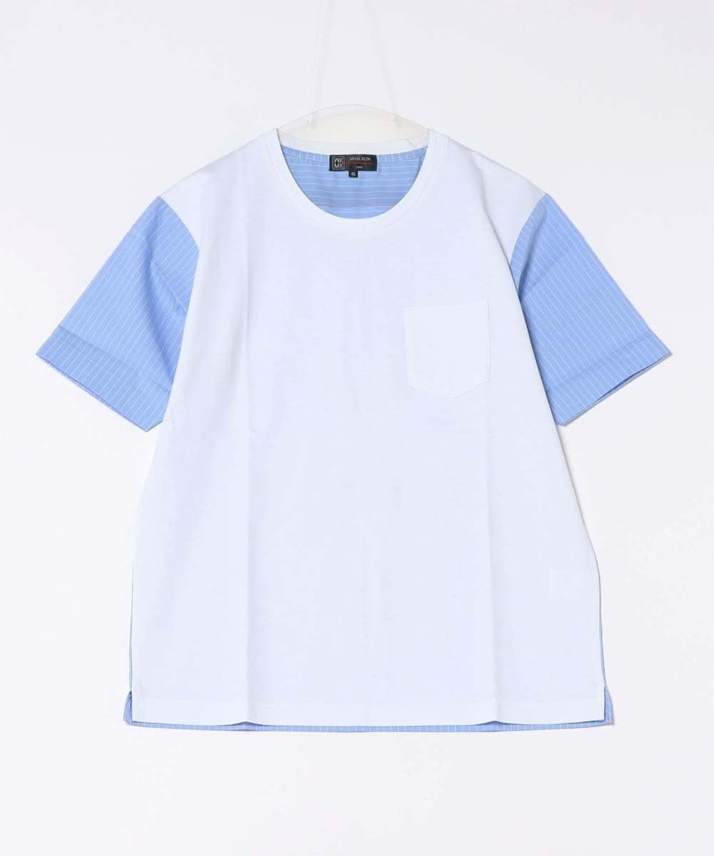 MKKIC02069 MK MICHEL KLEIN HOMME(MKミッシェルクランオム) 【洗える】ドッキングデザインカットソー ホワイト