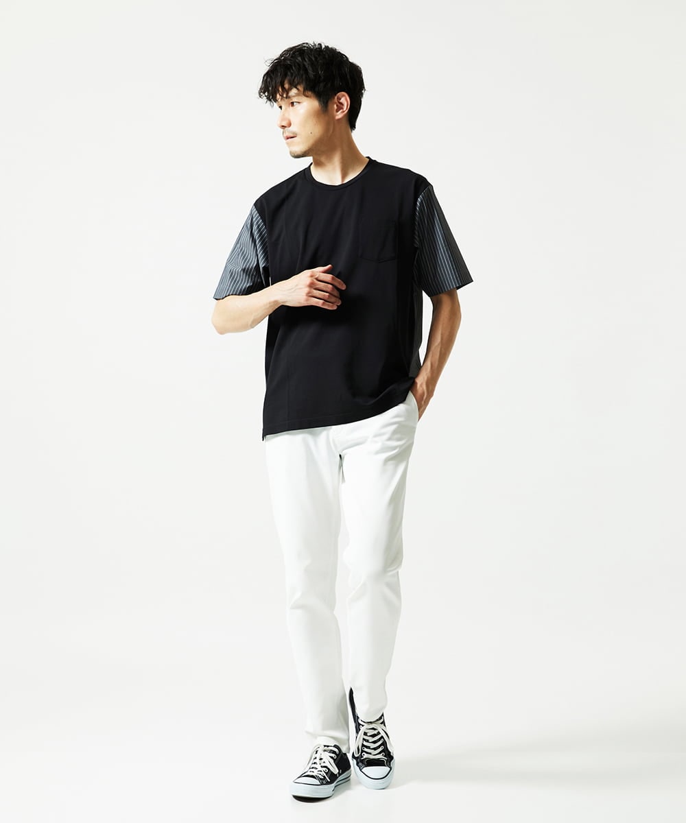 MKKIC02069 MK MICHEL KLEIN HOMME(MKミッシェルクランオム) 【洗える】ドッキングデザインカットソー ブラック