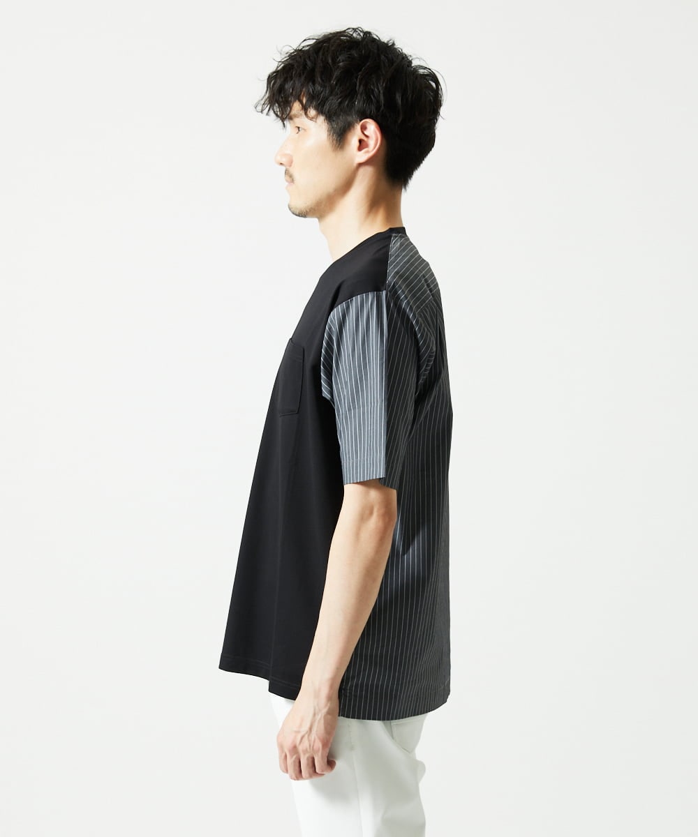 MKKIC02069 MK MICHEL KLEIN HOMME(MKミッシェルクランオム) 【洗える】ドッキングデザインカットソー ブラック