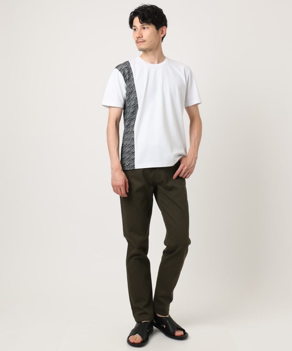 MKKIC05069 MK MICHEL KLEIN HOMME(MKミッシェルクランオム) サイドデザイン切替えカットソー ホワイト