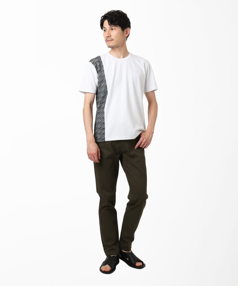 MKKIC05069 MK MICHEL KLEIN HOMME(MKミッシェルクランオム) サイドデザイン切替えカットソー ホワイト