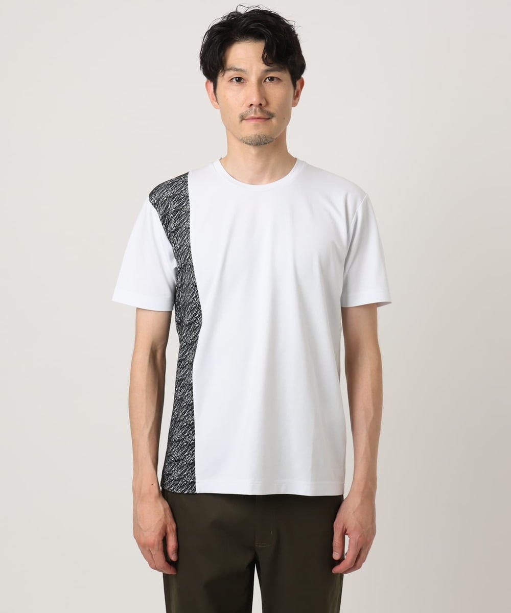 MKKIC05069 MK MICHEL KLEIN HOMME(MKミッシェルクランオム) サイドデザイン切替えカットソー ホワイト