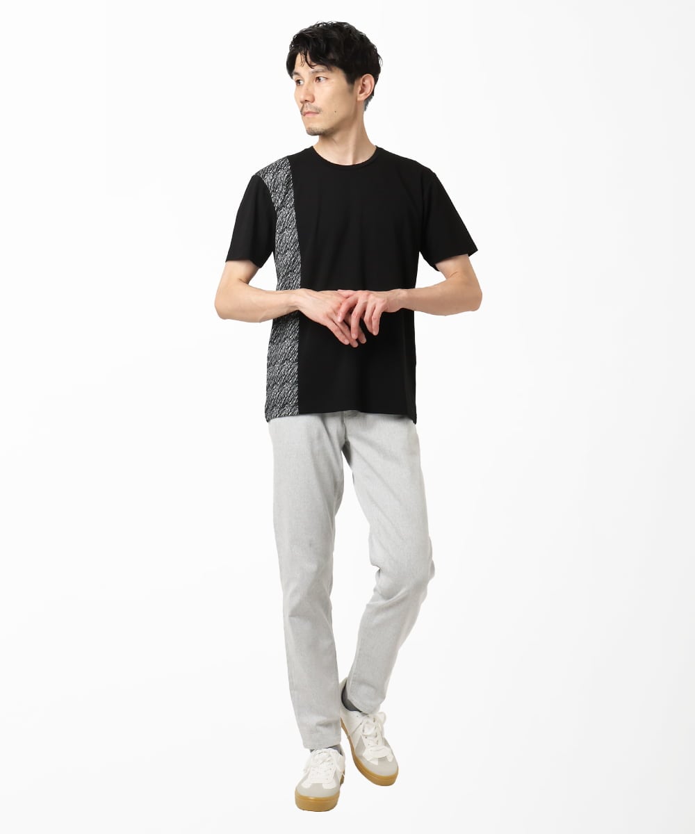 MKKIC05069 MK MICHEL KLEIN HOMME(MKミッシェルクランオム) サイドデザイン切替えカットソー ブラック