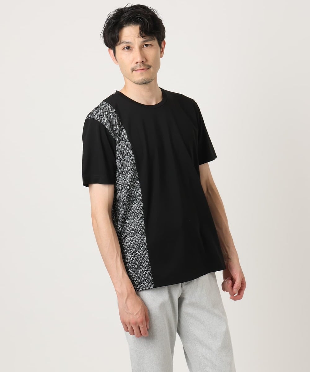 MKKIC05069 MK MICHEL KLEIN HOMME(MKミッシェルクランオム) サイドデザイン切替えカットソー ブラック