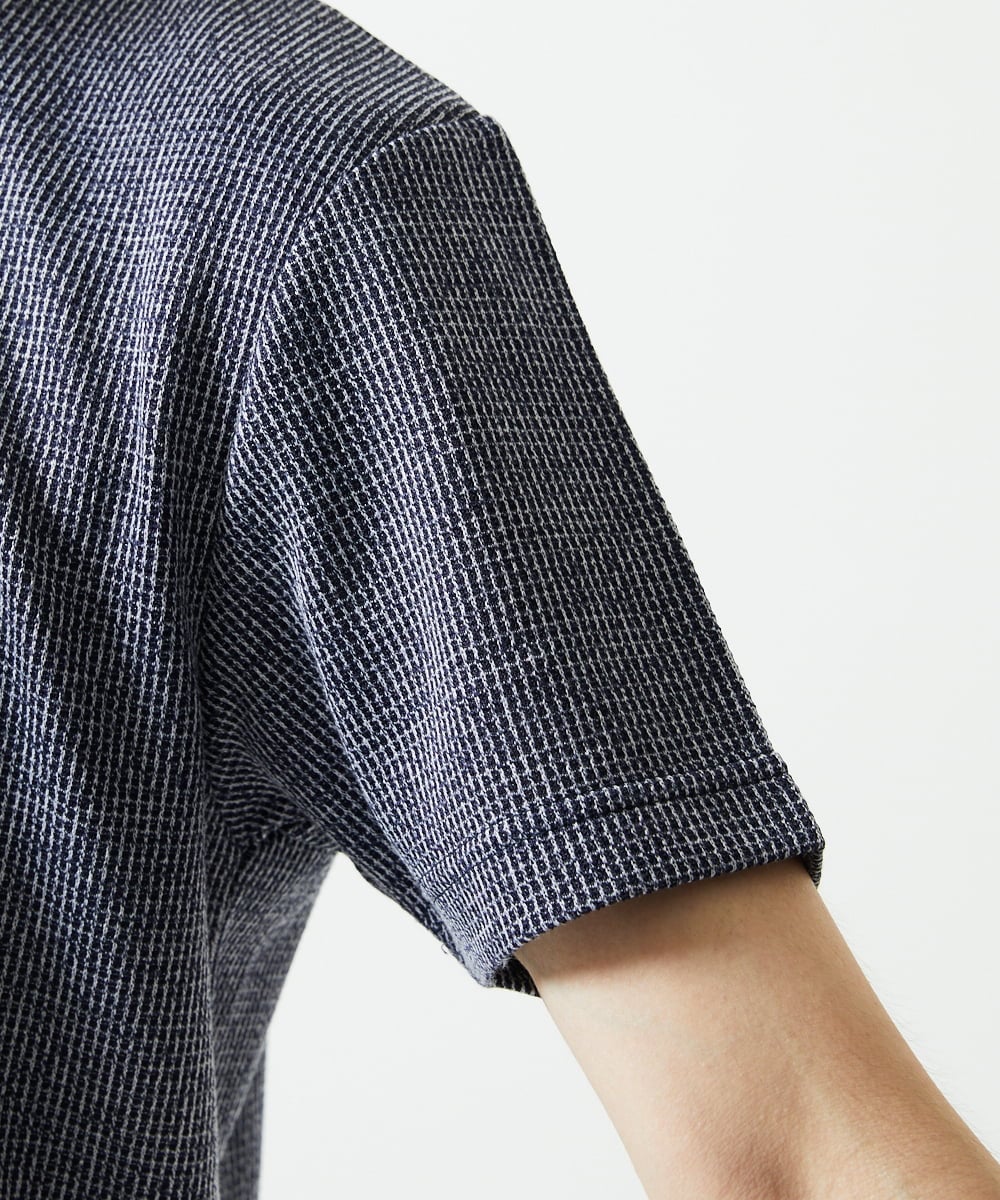 MKKIC18059 MK MICHEL KLEIN HOMME(MKミッシェルクランオム) 【洗える】ワッフルカットソー ネイビー