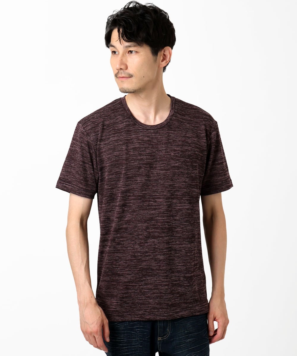 MKKIC19059 MK MICHEL KLEIN HOMME(MKミッシェルクランオム) メランジ調クルーネックTシャツ パープル