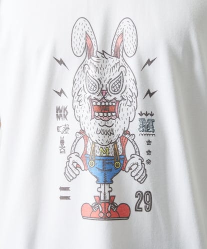 MKKIC25069 MK MICHEL KLEIN HOMME MOT8ｺﾗﾎﾞｳｻｷﾞﾌﾟﾘﾝﾄTｼｬﾂ