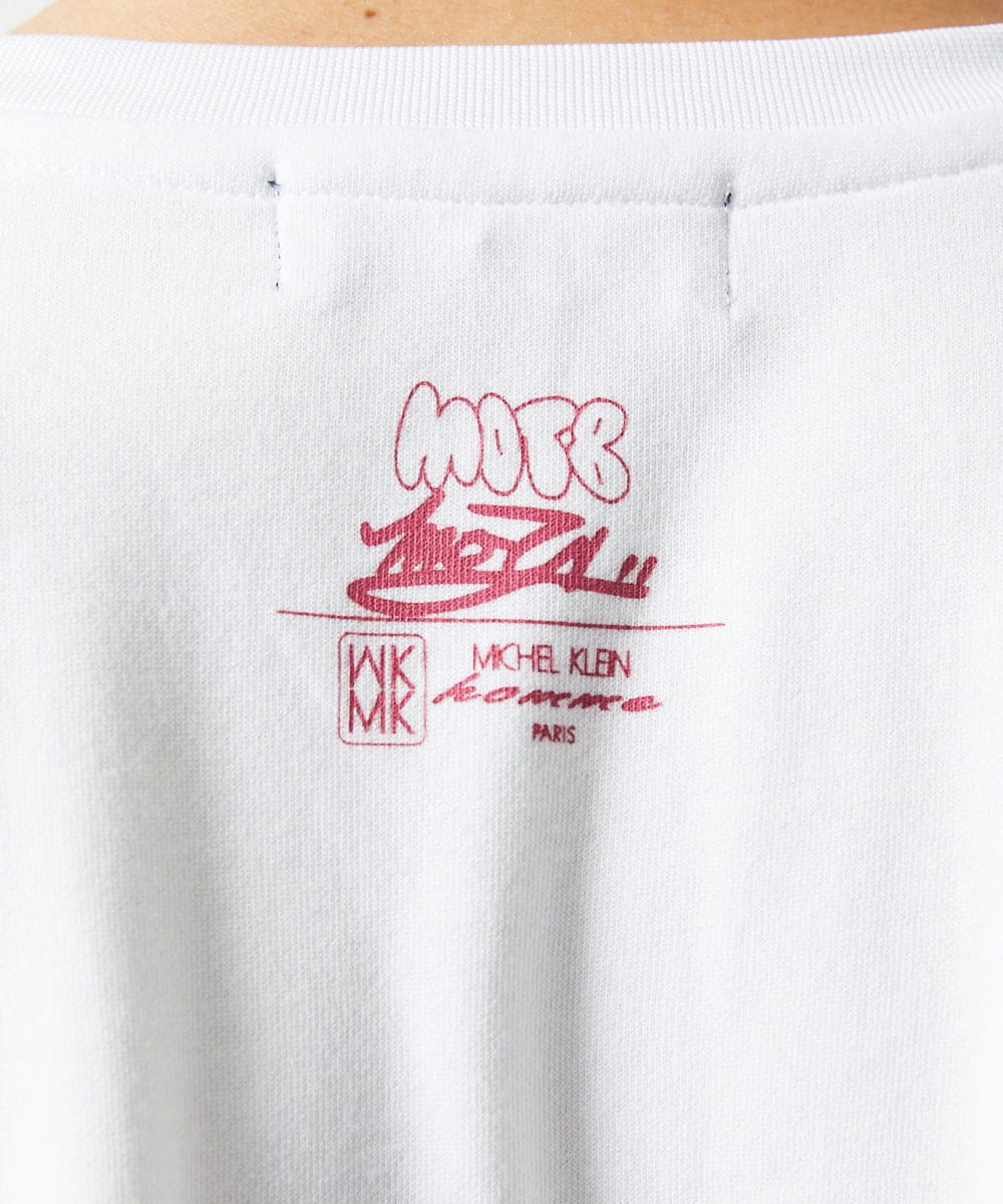 MKKIC25069 MK MICHEL KLEIN HOMME(MKミッシェルクランオム) MOT8ｺﾗﾎﾞｳｻｷﾞﾌﾟﾘﾝﾄTｼｬﾂ ホワイト