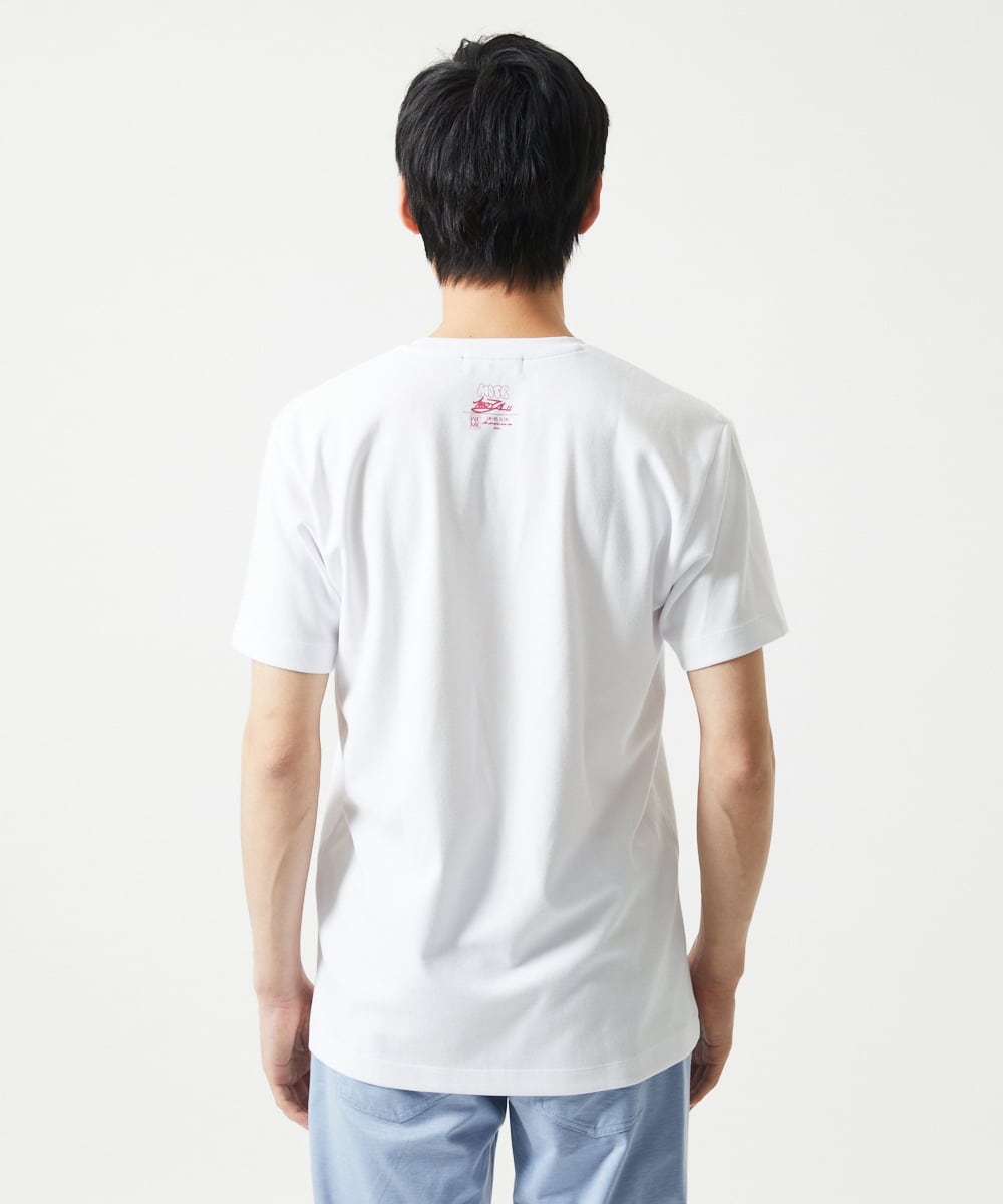 MKKIC25069 MK MICHEL KLEIN HOMME(MKミッシェルクランオム) MOT8ｺﾗﾎﾞｳｻｷﾞﾌﾟﾘﾝﾄTｼｬﾂ ホワイト