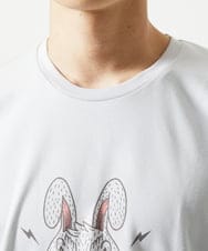 MKKIC25069 MK MICHEL KLEIN HOMME(MKミッシェルクランオム) MOT8ｺﾗﾎﾞｳｻｷﾞﾌﾟﾘﾝﾄTｼｬﾂ ライトグレー