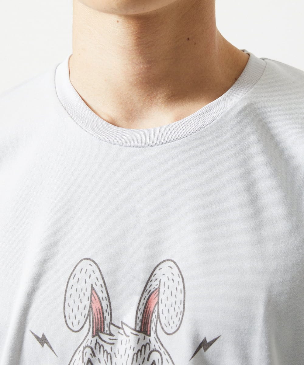 MKKIC25069 MK MICHEL KLEIN HOMME(MKミッシェルクランオム) MOT8ｺﾗﾎﾞｳｻｷﾞﾌﾟﾘﾝﾄTｼｬﾂ ライトグレー