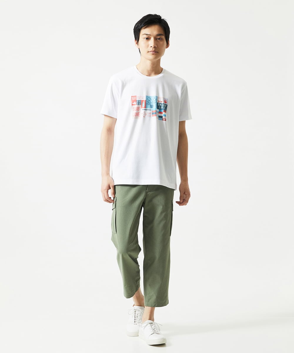 MKKIC26069 MK MICHEL KLEIN HOMME(MKミッシェルクランオム) MOT8ｺﾗﾎﾞｻｰﾌﾌﾟﾘﾝﾄ アイボリー