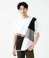MKKIC80054 MK MICHEL KLEIN HOMME(MKミッシェルクランオム)  【接触冷感】COOLタッチブロックTシャツ  ホワイト