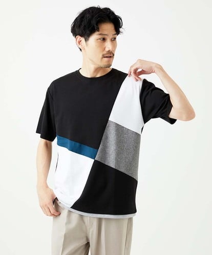 MKKIC80054 MK MICHEL KLEIN HOMME  【接触冷感】COOLタッチブロックTシャツ 