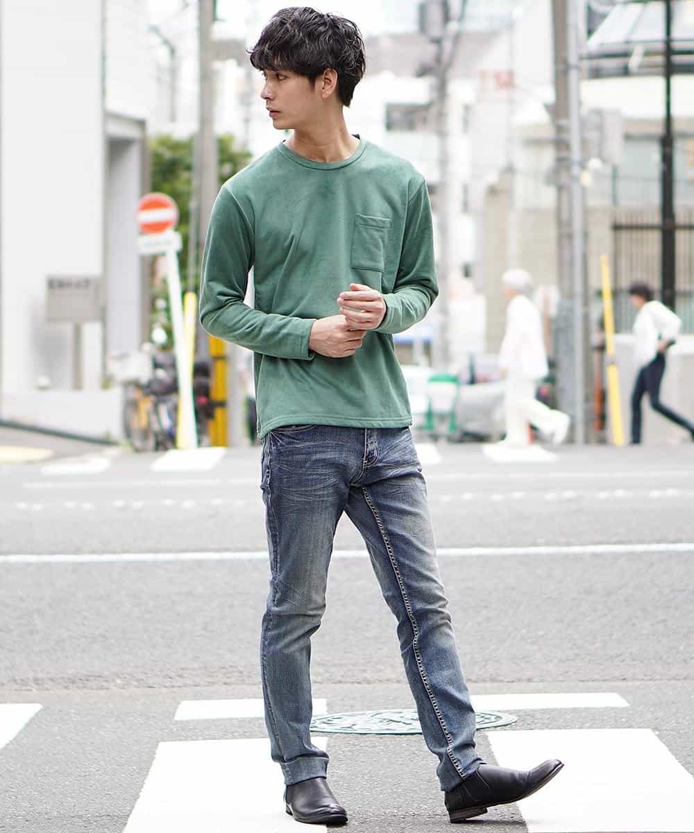 MKKII01055 MK MICHEL KLEIN HOMME(MKミッシェルクランオム) カットソー（ウラゲスウェード） グリーン