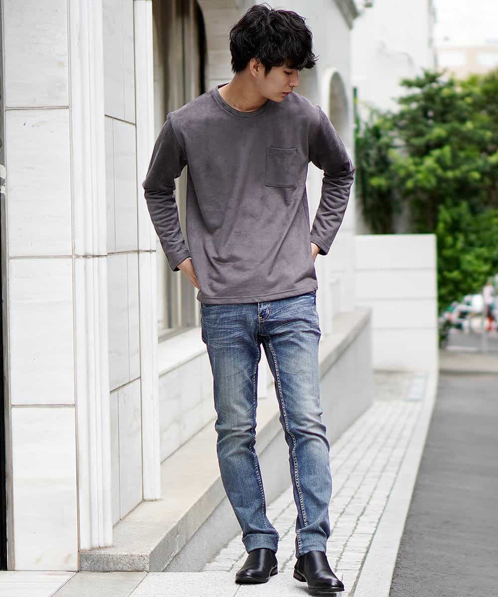 MKKII01055 MK MICHEL KLEIN HOMME(MKミッシェルクランオム) カットソー（ウラゲスウェード） グレー