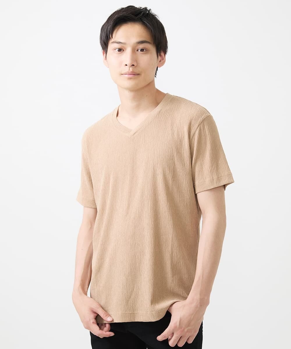 MKKIV64059 MK MICHEL KLEIN HOMME(MKミッシェルクランオム) ジャージVネックカットソー アイボリー