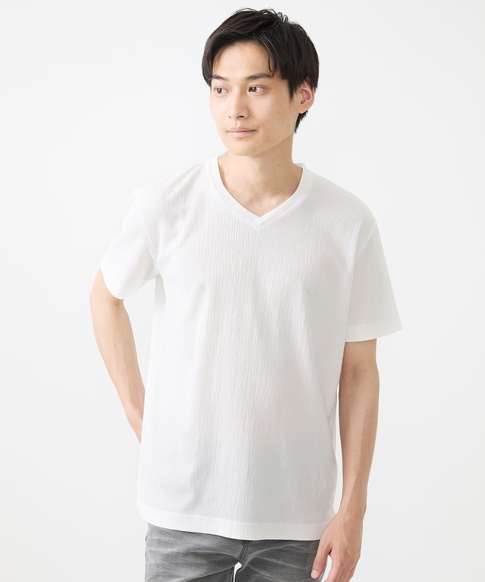 MKKIV64059 MK MICHEL KLEIN HOMME(MKミッシェルクランオム) ジャージVネックカットソー ホワイト