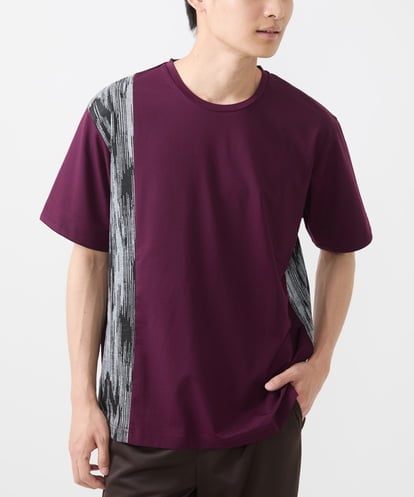 MKKIX04069 MK MICHEL KLEIN HOMME 【洗える】Tシャツ/ハケ目柄切り替えリラックスシルエット